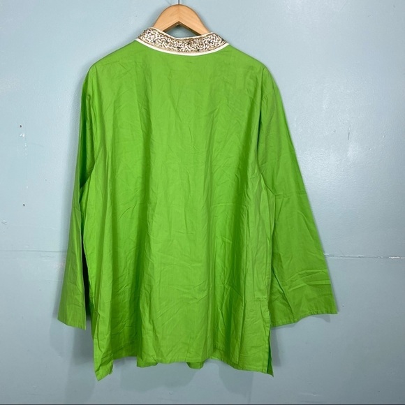 Nicoblu Madison Tunic in Lime Green Embellished in Gold & Semiprecious Stones 4X - Picture 6 of 8